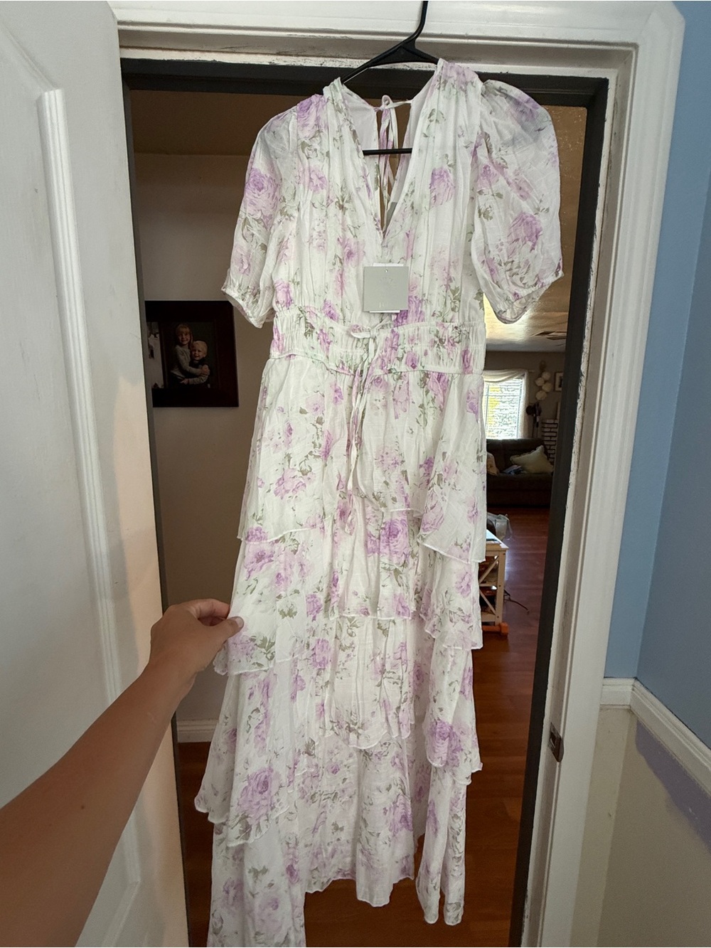 Lavender Floral Tiered Maxi Dress